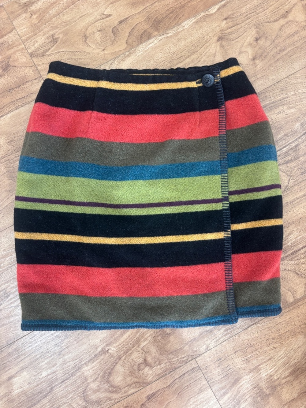 Vintage Ann Taylor Wrap Mini Skirt Small Wool Blend Southwestern Stripe Blanket